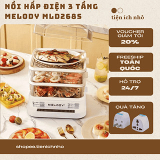  Nồi Hấp Điện 3 Tầng Melody MLD268S- Nồi Hấp Đa Năng- Công Suất 1000W- Dung Tích 32L- Bảo Hành 12 Tháng 