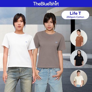 TheBlueTshirt - Áo thun trơn cổ tròn tay ngắn phom dài dày dặn 250gsm có logo con mắt cho nữ - Life T