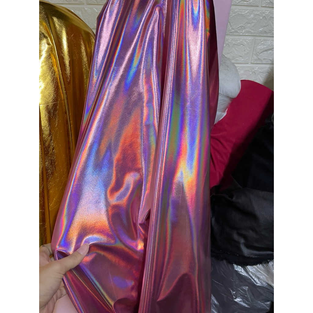 vải thun nhũ hồng ánh