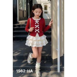  Váy thu đông cho bé váy bé gái sang chảnh set 2ct áo thiết kế nơ phối cv tầng chất mát mềm cho bé 10-30kg Tina Kids 