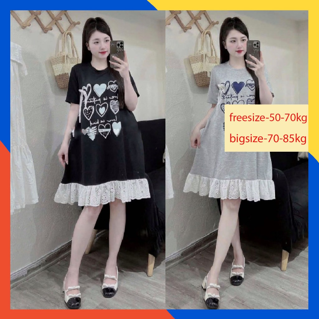 Váy Bầu Bèo Ren In Tim