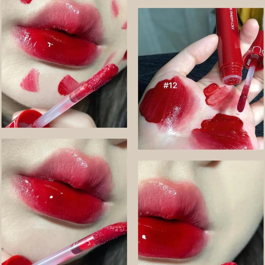 Son Bóng Juicy 12 Đỏ Cherry, Son Tint Bóng Hàn Quốc Juicy 12 Cherry Borm- Đỏ Cherry