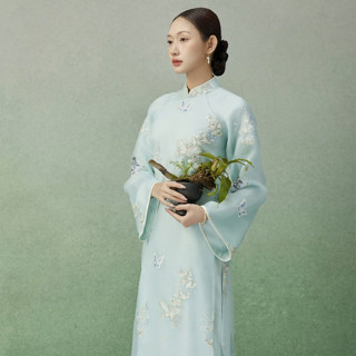  Áo Dài Diên Phúc - EDINI - A1695LB - Xanh Ngọc 