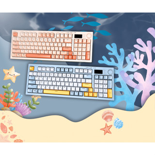 Bàn Phím Cơ GRIPTEX Bluetooth 5.0 + 2.4G – LED RGB, Màn Hình LED Hiển Thị Pin, Nút Vặn Âm Lượng, Pin Sạc, Hai Màu Hiện