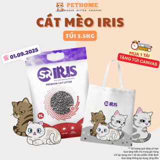 Cát IRIS Vệ Sinh Cho Mèo Mix Hạt Than Hoạt Tính 9L~ Bao 3.5kg, Cát Mèo IRIS Than Hoạt Tính Giúp Khử Khuẩn