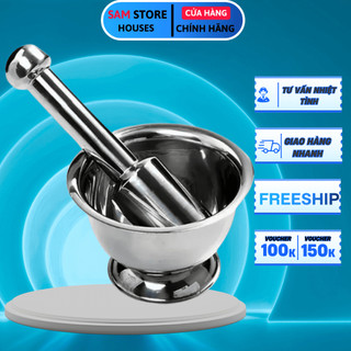  Bộ chày cối giã cua bằng gang - gỗ - inox 