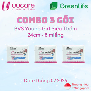 Combo băng vệ sinh UUcare Young Girl Siêu thấm ban ngày 24cm 8 Miếng/Gói