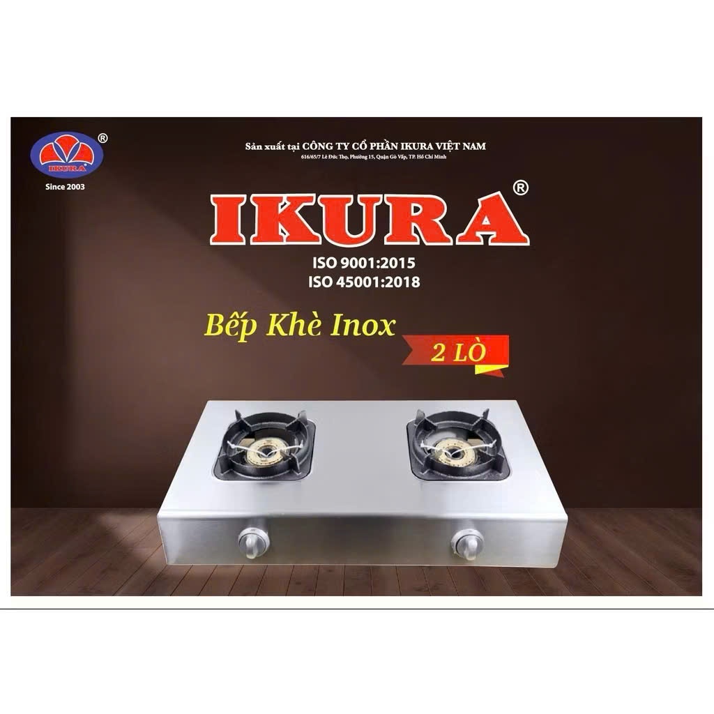 BẾP KHÈ BÁN CÔNG NGHIỆP INOX IKURA 2 LÒ