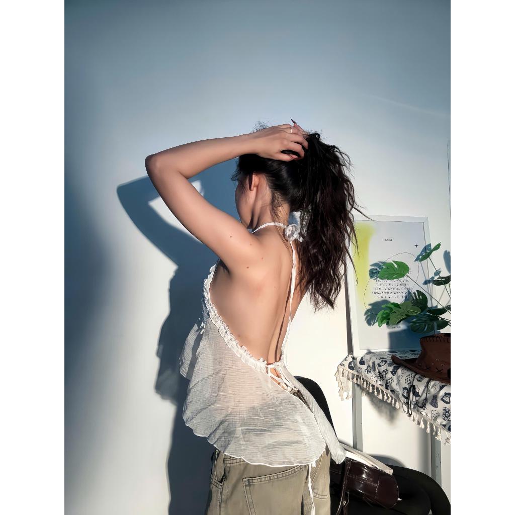 SIREN CROPTOP - Áo 2 Dây Cổ Yếm Hở Lưng Chất Lụa Tơ Mềm Mại Quyến Rũ Cuốn Hút | BigBuy360 - bigbuy360.vn