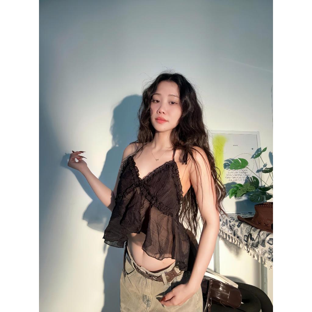 SIREN CROPTOP - Áo 2 Dây Cổ Yếm Hở Lưng Chất Lụa Tơ Mềm Mại Quyến Rũ Cuốn Hút | BigBuy360 - bigbuy360.vn