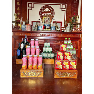 đôn gỗ 3 tầng bày nước bánh kẹo-dùng để trang trí ban thờ ,ban gia tiên,ban thần tài