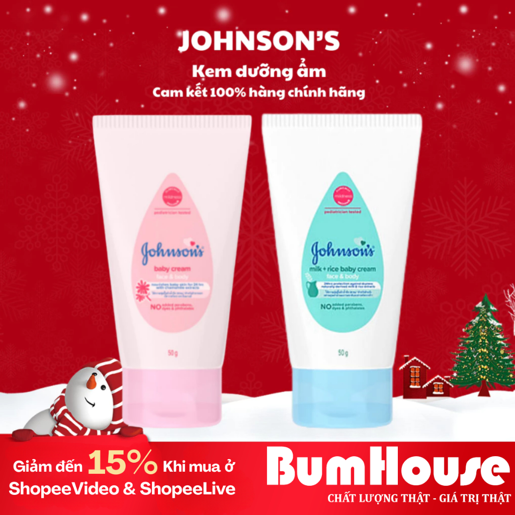  Kem Dưỡng Johnson's Baby Cho Em Bé Dưỡng Ẩm Dịu Nhẹ Chống Nẻ - Johnson's Baby Cream 50g 