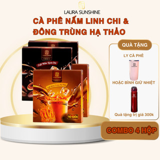 Combo 4 HỘP Cà Phê Gói Hòa Tan Đông Trùng Hạ Thảo mix Nấm Linh Chi Laura Coffee 