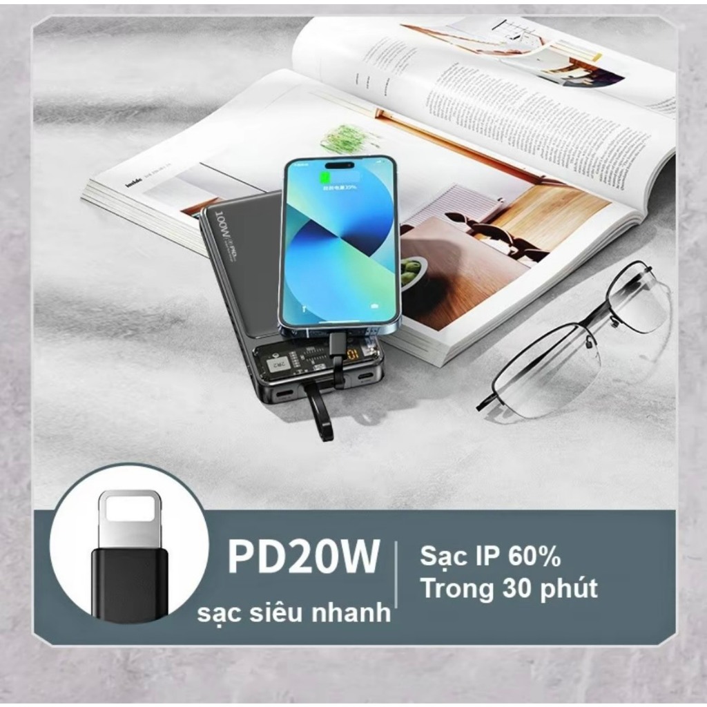 Sạc Dự Phòng 30000mah Sạc Nhanh Màn Hình Led, Tích Hợp 2 Đầu Sạc Tiện Dụng, Sạc Cho Iphone Và Android | BigBuy360 - bigbuy360.vn