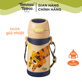 Bình uống nước Inox giữ nhiệt có ống hút và quai treo cho bé Tommee Tippee 350ml từ 18 tháng