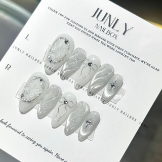  Mã 710 Nailbox JUNLY móng tay giả mắt mèo nơ xinh xắn cho nữ làm cô dâu 