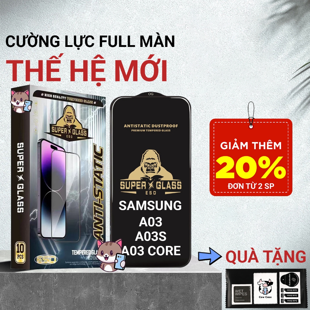 Cường lực Samsung A03, A03S, A03 Core Meocase full màn | Miếng kính dán bảo vệ màn hình cho ss galax