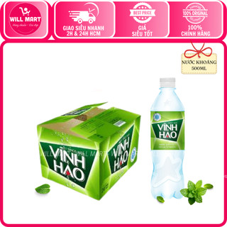   Thùng 24chai & Combo 6chai  Nước khoáng Vĩnh Hảo có Ga 500ml_Willmart 
