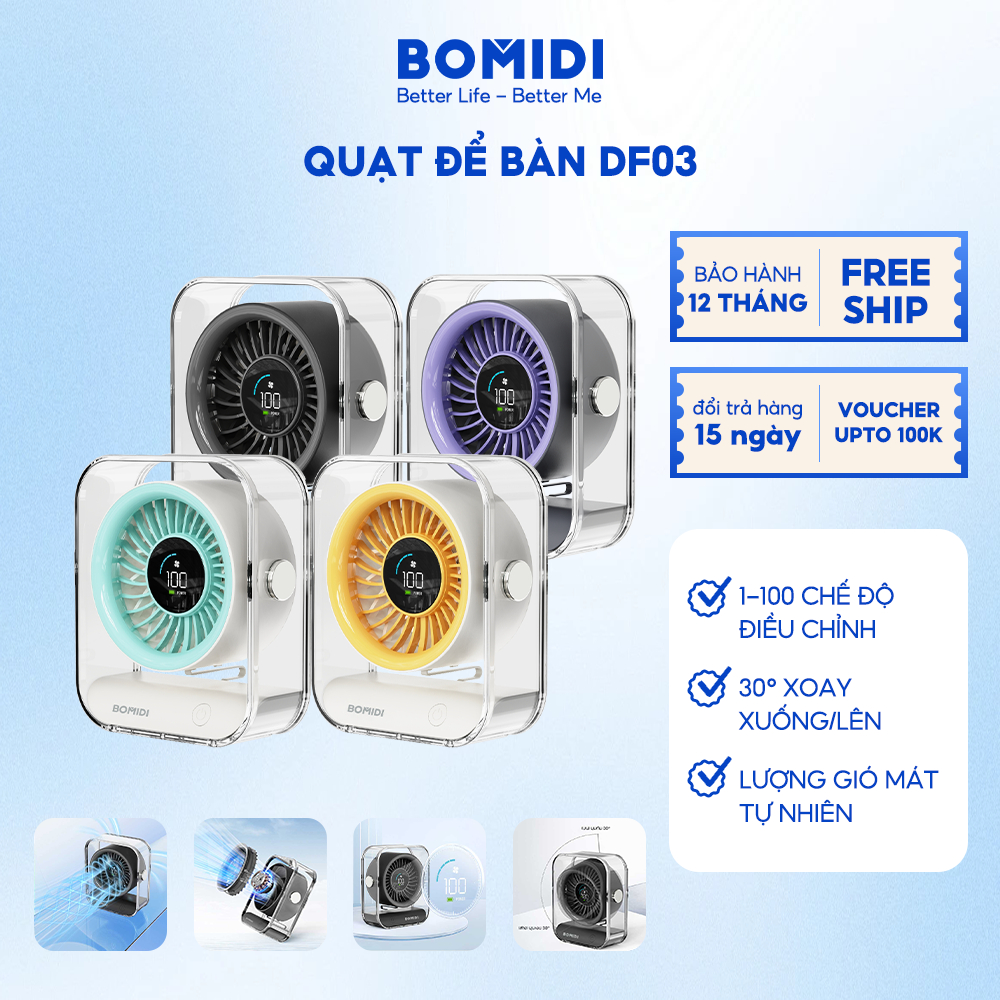 【 Hàng Mới】Quạt Để Bàn Bomidi DF03 Quạt Tốc Độ Cao Để Bàn 100 Tốc Độ Màn Hình Kỹ Thuật. | BigBuy360 - bigbuy360.vn