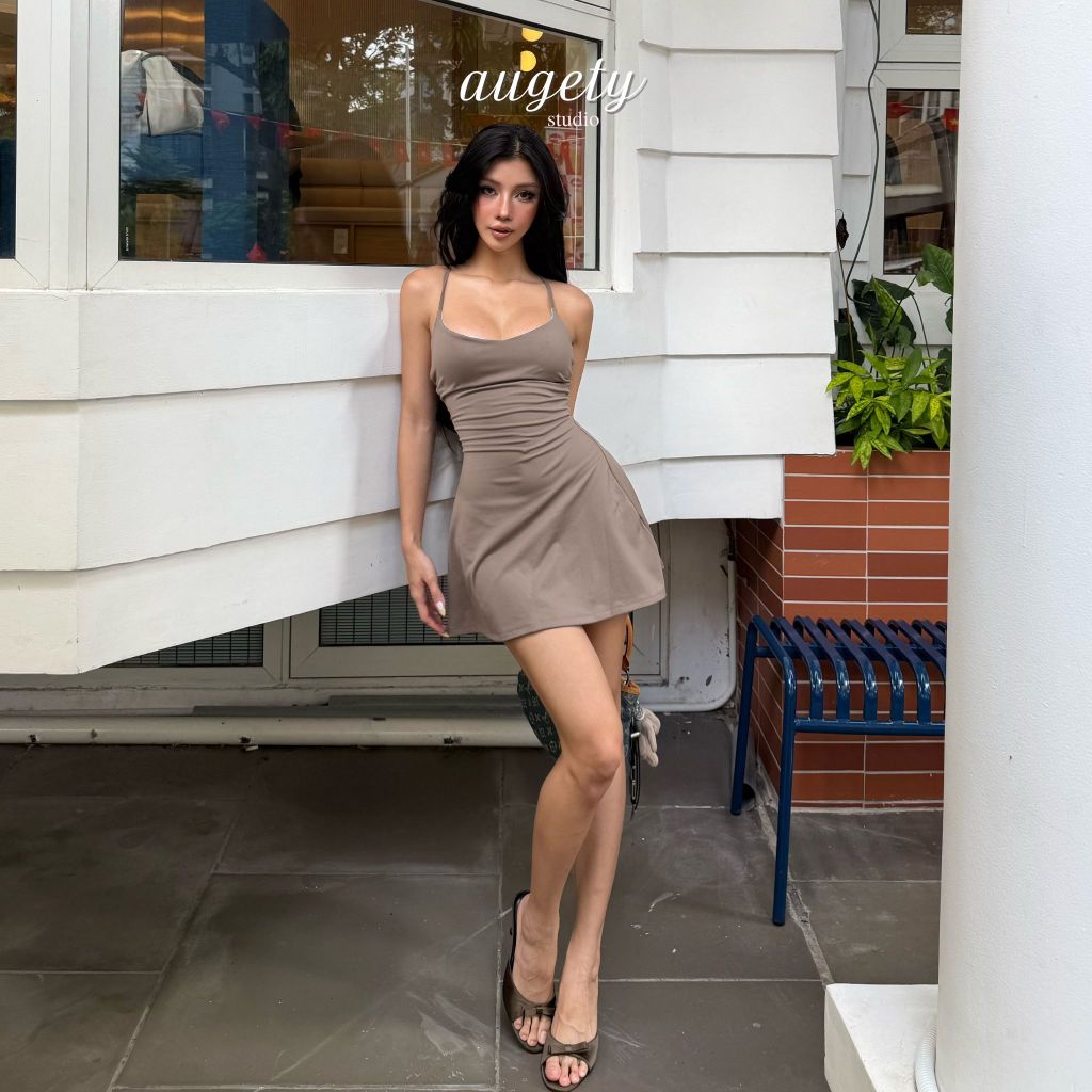 Đầm Hai Dây Chéo Lưng Ngắn Ôm Eo Dáng Xòe Augety Studio, LAUREN Dress | BigBuy360 - bigbuy360.vn