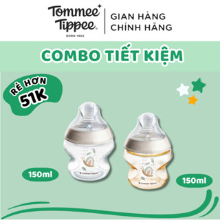 COMBO Bình sữa Ty Siêu Mềm Tự Nhiên Tommee Tippee PP & PPSU 150ml Hoạ Tiết, Núm Ty Của Bình 0-3 Tháng