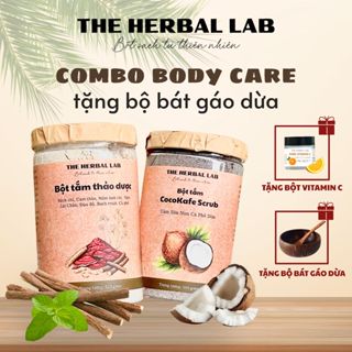   Tặng bộ bát gáo dừa + bột Niacinamide  Bột tắm Thảo Dược Sáng Da + Scrub Cám Sữa Non Cà Phê Dừa - Bột tắm sáng da 