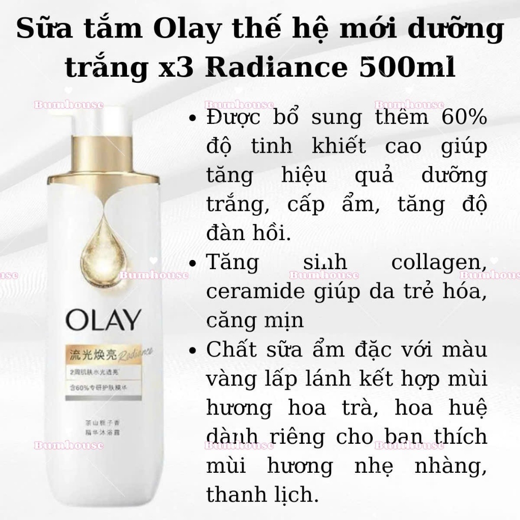 Sữa Tắm OLAY B3+ Siêu Dưỡng Trắng Da, Cấp Ẩm Và Đàn Hồi 500ml (Bản Thái) | BigBuy360 - bigbuy360.vn
