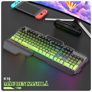 Bàn phím giả cơ chuyên game K-SNAKE K16 đèn led 7 màu chớp nháy kèm khay đựng điện thoại
