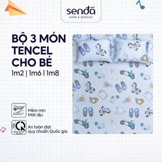  Bộ ga gối 3 món lụa Tencel cho bé Sen Đá Home Bedding cao cấp set 2 vỏ gối 1 ga giường bo chun 1m 1m2 1m6 1m8 họa tiết 