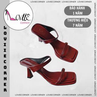  LOVIIECORNER - GUỐC NỮ MŨI VUÔNG HỞ - GIÀY CAO GÓT NỮ GÓT TRỤ LOE - CAO GÓT THỜI TRANG QUAI NGANG BẦU 7 PHÂN - DD240734 