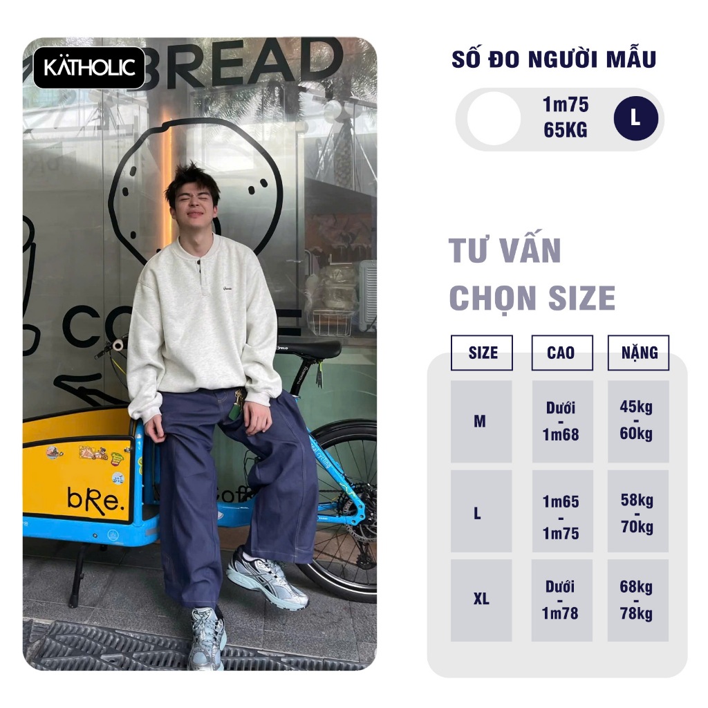Áo Sweater Cổ Tàu Nam Nữ Local Brand KATHOLIC Chất Liệu Nỉ Hai Da Form Rộng Oversize Kèm Hình Thêu KAT032 | BigBuy360 - bigbuy360.vn