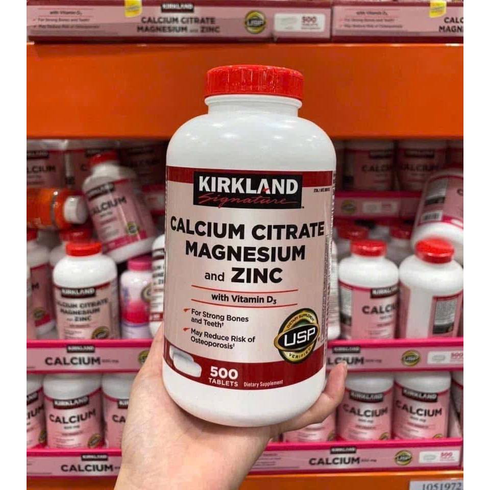 Canxi Zinc Kirkland 500 viên uống bổ xung Calcium Citrate Magnesium and kẽm CỦA Mỹ
