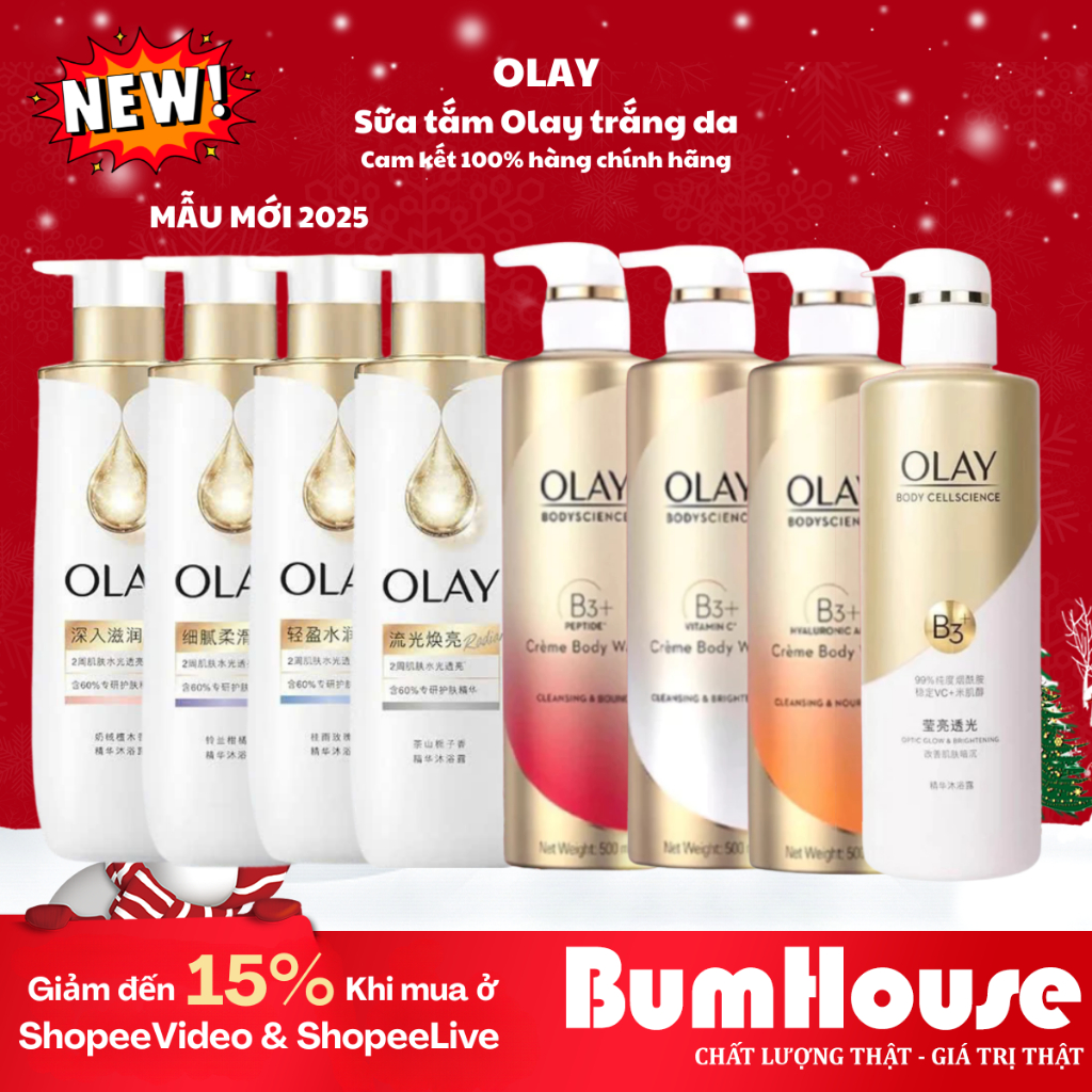 Sữa Tắm OLAY B3+ Hỗ Trợ Dưỡng Trắng Da, Cấp Ẩm Và Đàn Hồi Cho Da Chai 500ml