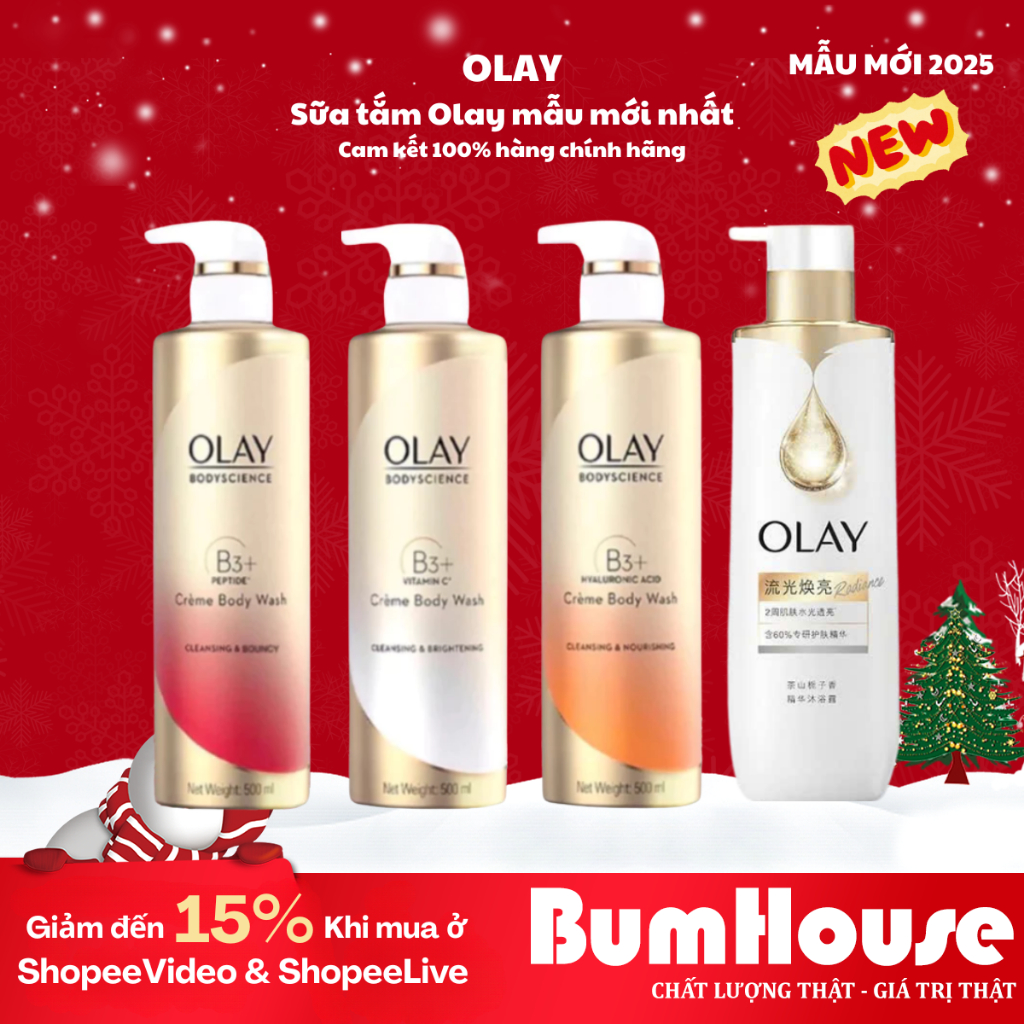 Sữa Tắm OLAY B3+ Siêu Dưỡng Trắng Da, Cấp Ẩm Và Đàn Hồi 500ml (Bản Thái) | BigBuy360 - bigbuy360.vn