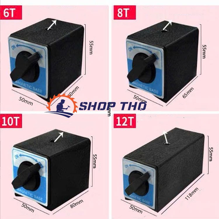 Đế từ nam châm có công tắc STO:  T6,T8, T10, T12 từ tính cao