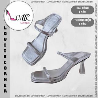  LOVIIECORNER - GUỐC NỮ MŨI VUÔNG - GIÀY CAO GÓT NỮ HAI QUAI GÓT TRỤ LOE THỜI TRANG QUAI NGANG BẦU CAO 7 PHÂN - DD240734 