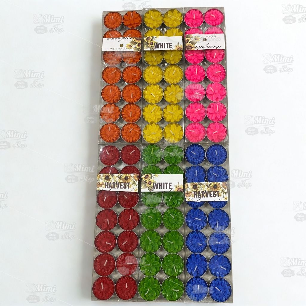 Nến xu tealight vỉ 14 nến các màu bày mâm cúng