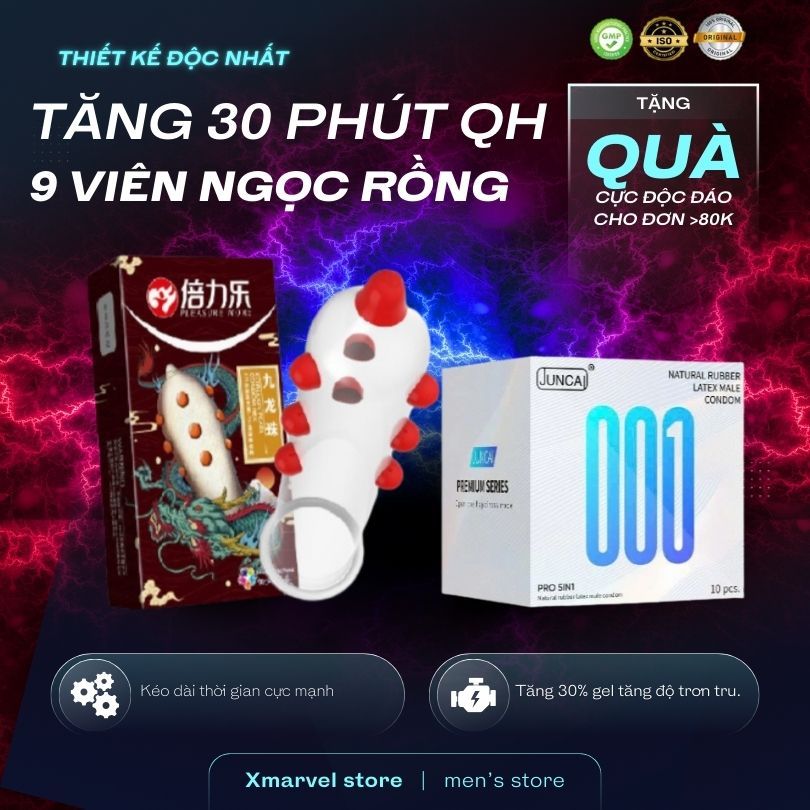COMBO 5 hộp  Bao cao su 9 bi to juncai pro 5in1 HBM gai tổ ong cao cấp 10 bcs siêu mỏng gân gai bi t