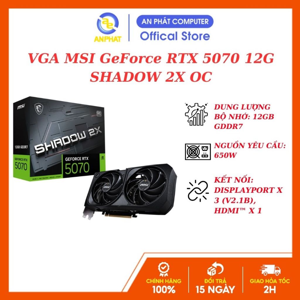 Card màn hình VGA MSI GeForce RTX 5070 12G SHADOW 2X OC