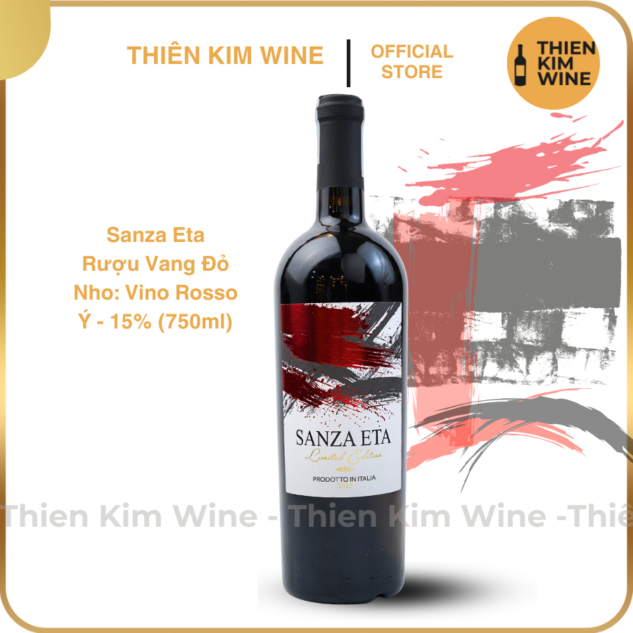 [Chính Hãng] - Rượu Vang Đỏ Ý Sanza Eta Limited Edition Vino Rosso - 750ml (15%) Chai To