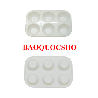 Bộ 50 Khay Đựng Màu 6 Lỗ 9x14cm Tô Tượng BAOQUOCSHO - Khay Pha Màu Nhựa Trắng Giá Sỉ Tận Xưởng Siêu Rẻ