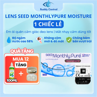 (1 chiếc lẻ) Lens Seed 1 tháng không màu Monthly Pure moisture có độ cận - Buddy Central