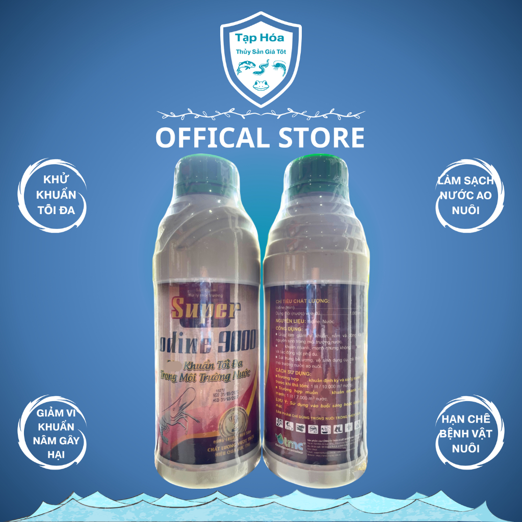 Sát Trùng Ao Nuôi Super Iodine 9000 1L Giải Pháp Hiệu Quả Làm Sạch Bảo Vệ Môi Trường Ao Nuôi