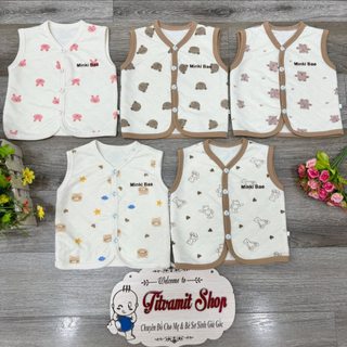  Áo gile MinkiBae vải trần bông hoạ tiết mặc thu đông cho bé 