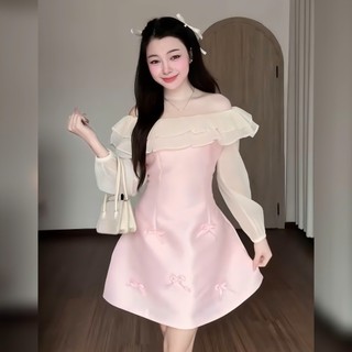  Princess váy trễ vai dáng ngắn xòe chữ A Dilyshop chất Tafta đứng form thiết kế cổ bèo tinh tế 