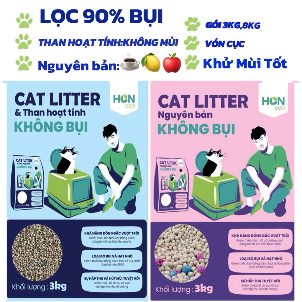 [Tải 24kg] HCN ECO CAT LITTER Cát Vệ Sinh Cho Mèo Ít Bụi, Vón Cục, Khử Mùi Hiệu Quả