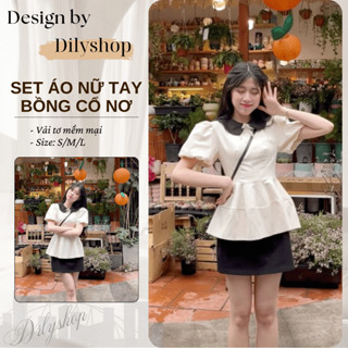 Set bộ nữ áo babydoll Dilyshop thiết kế tay bồng kèm chân váy ôm có quần bảo hộ - S88