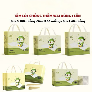  Tấm lót chống thấm Wai Molli dùng 1 lần thay tã bỉm cho bé & mẹ sau sinh 3 size S M L 