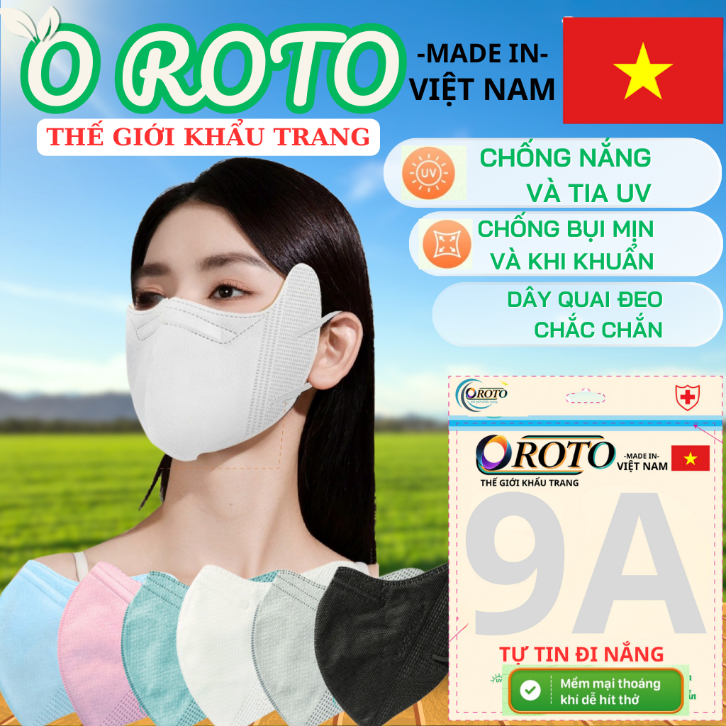 Thùng 220 cái Khẩu Trang 9A OROTO Chống Nắng kín mặt và Tia Uv,5 Lớp Dầy Dặn,Khẩu Trang Đi Nắng