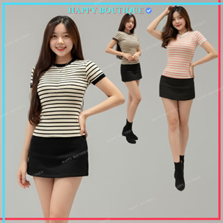[DEAL MỞ BÁN] Áo Thun Sọc Ôm Nữ Chiết Eo Tôn Dáng Basic Cotton Mềm Mịn HAPPY BOUTIQUE